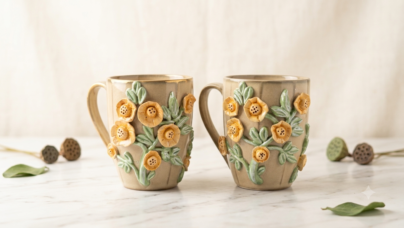 Mitti & Mogra – Floral Mug Set