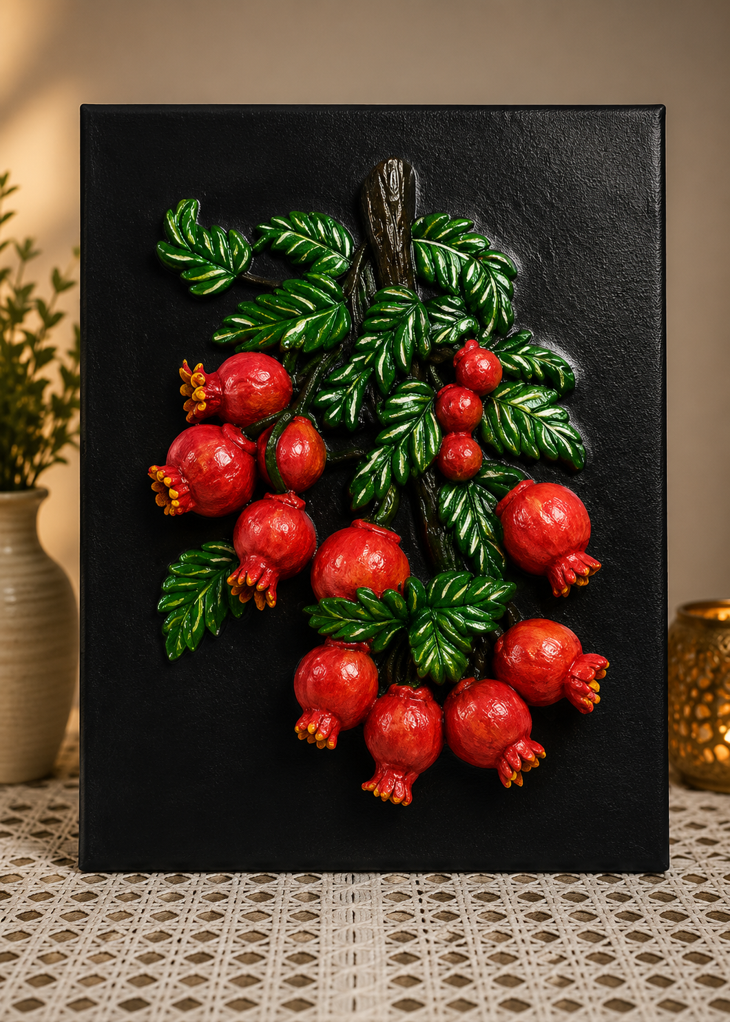 Ruby Harvest – Handcrafted Pomegranate Wall Art