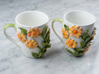 Garden Reverie – Handcrafted Floral Ceramic Mug Set