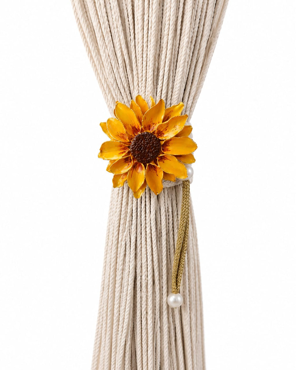 Sunlit Harmony – Handcrafted Sunflower Curtain Tieback Pair