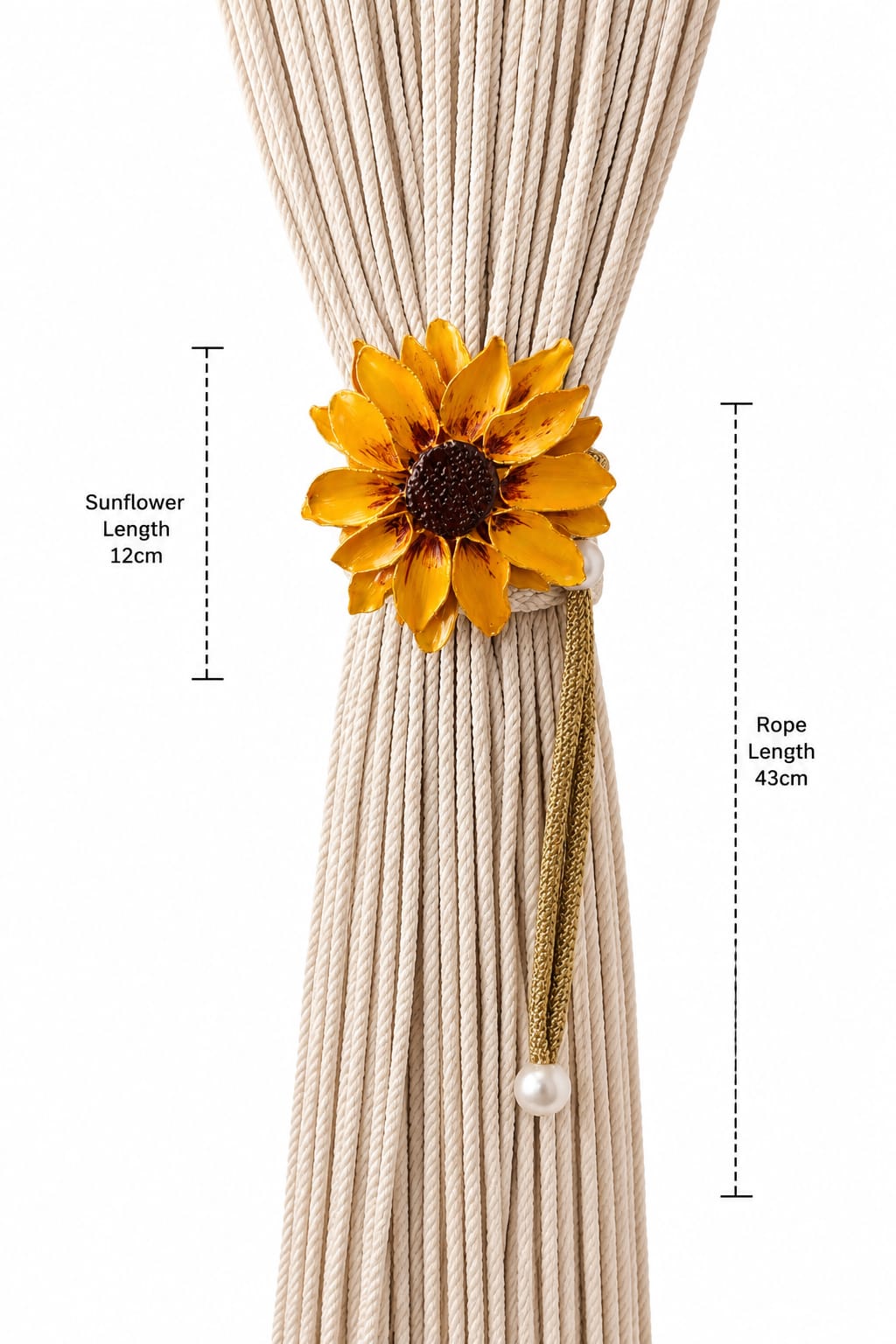 Sunlit Harmony – Handcrafted Sunflower Curtain Tieback Pair