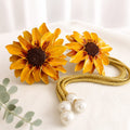 Sunlit Harmony – Handcrafted Sunflower Curtain Tieback Pair