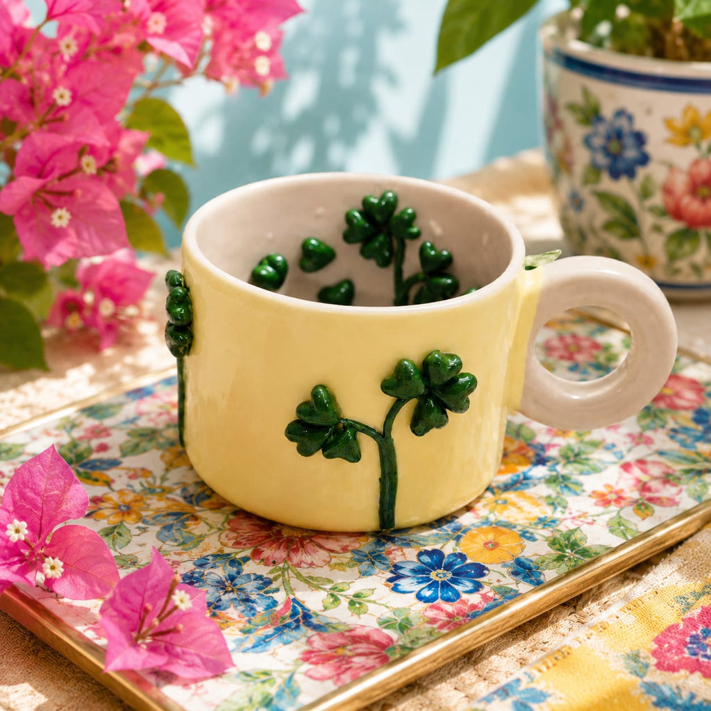 Lucky Clover – Handcrafted Ceramic Mug