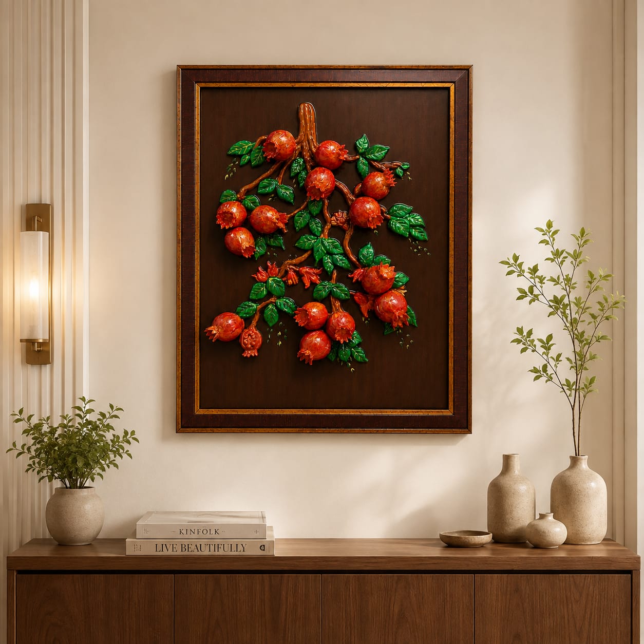 Ruby Harvest – Handcrafted Pomegranate Wall Art