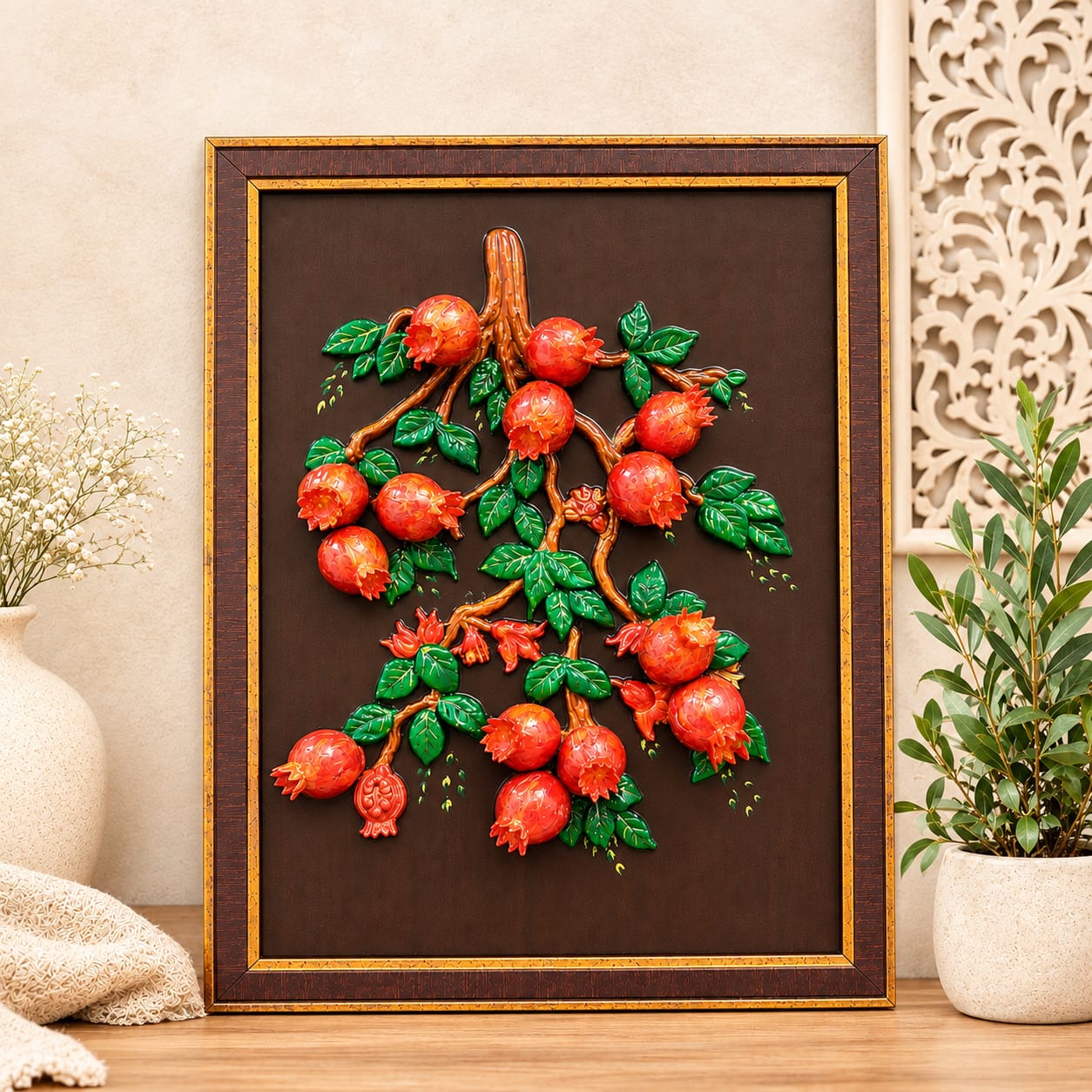 Ruby Harvest – Handcrafted Pomegranate Wall Art