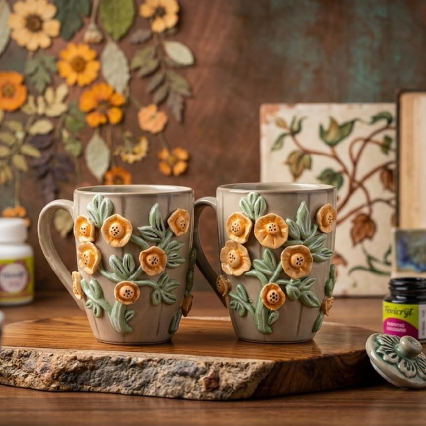Mitti & Mogra – Floral Mug Set