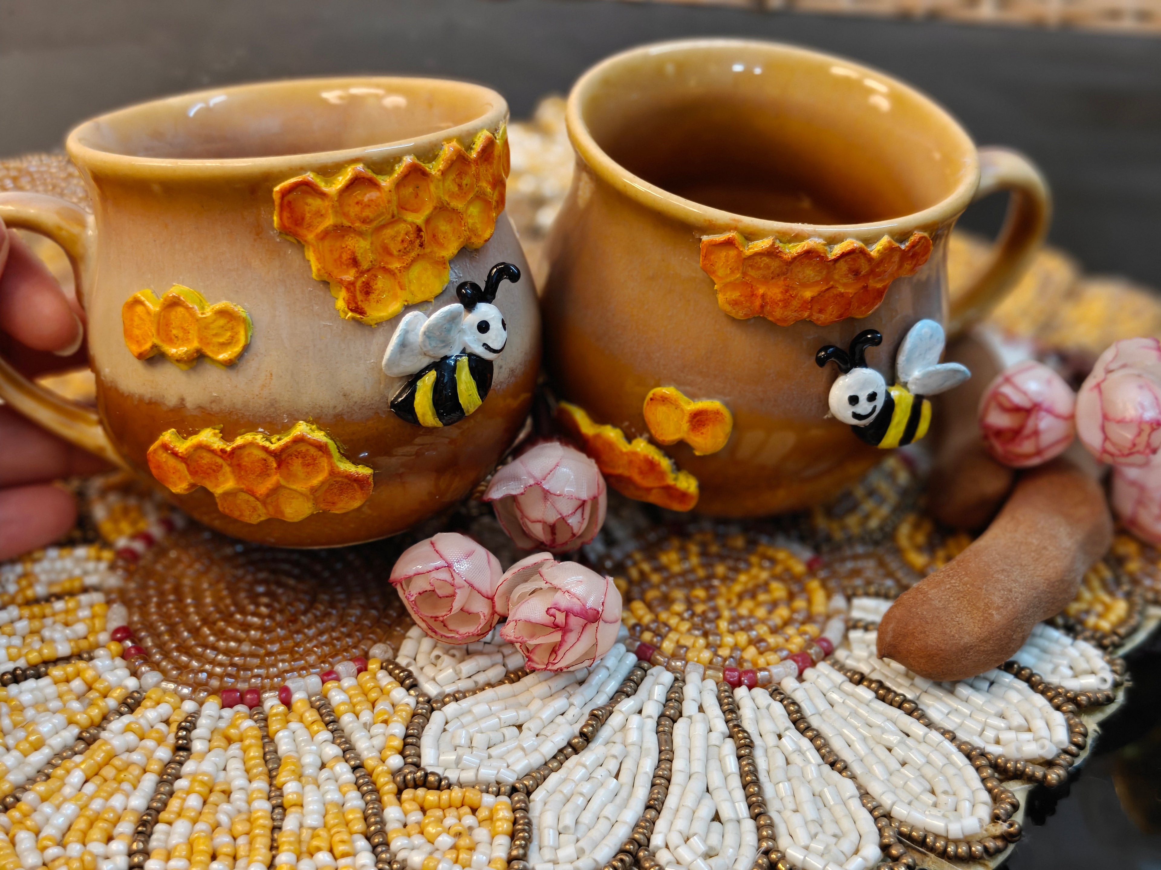Honeycomb Ceramic Mug Set 🐝🍯