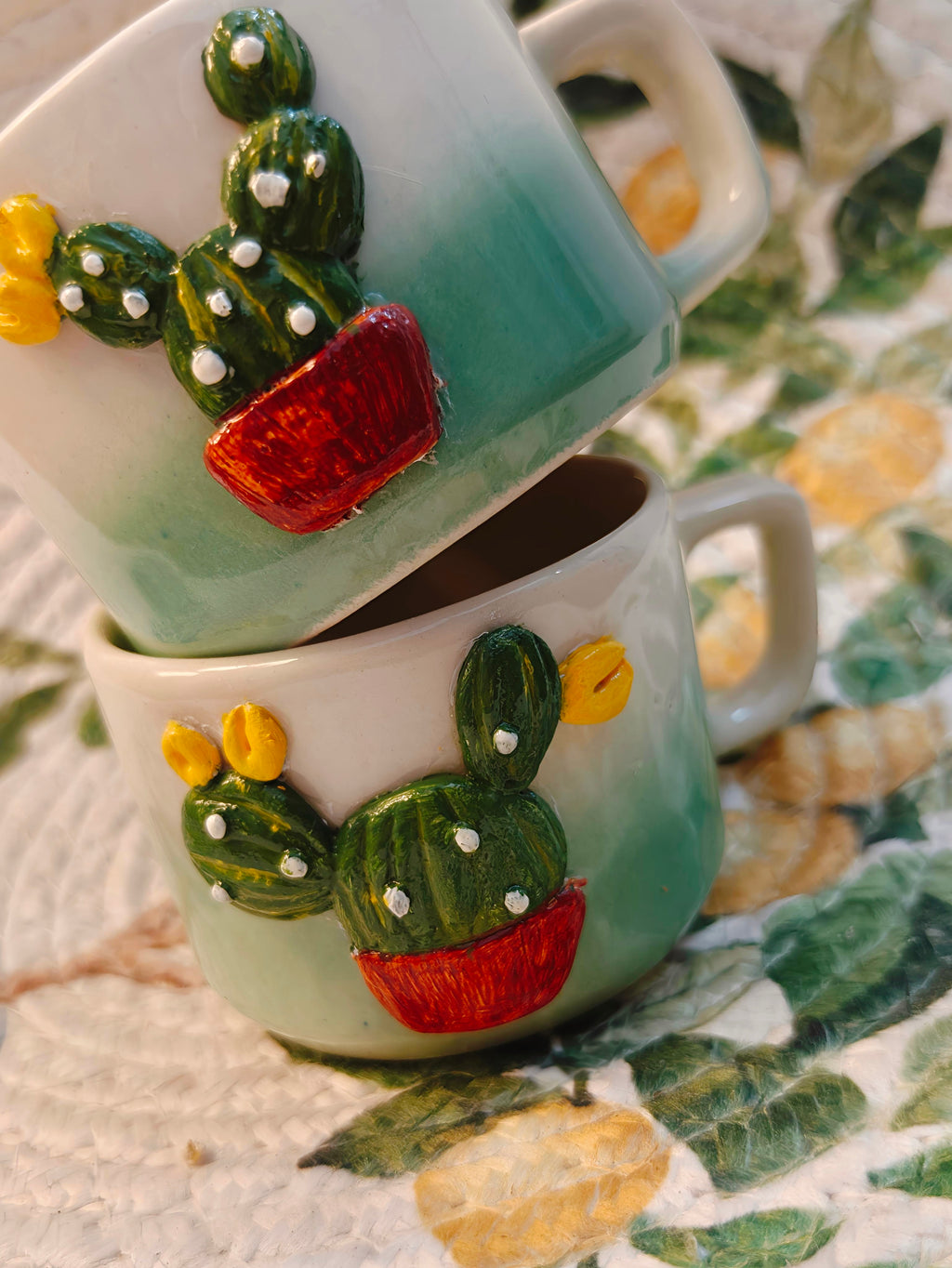 Handcrafted 3D cactus mugs