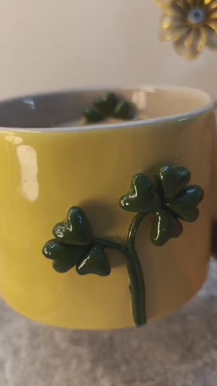 Lucky Clover – Handcrafted Ceramic Mug