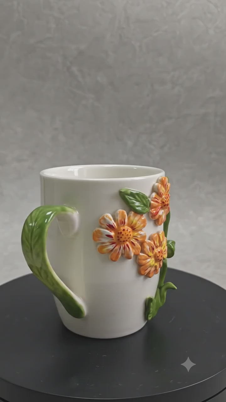 Garden Reverie – Handcrafted Floral Ceramic Mug Set
